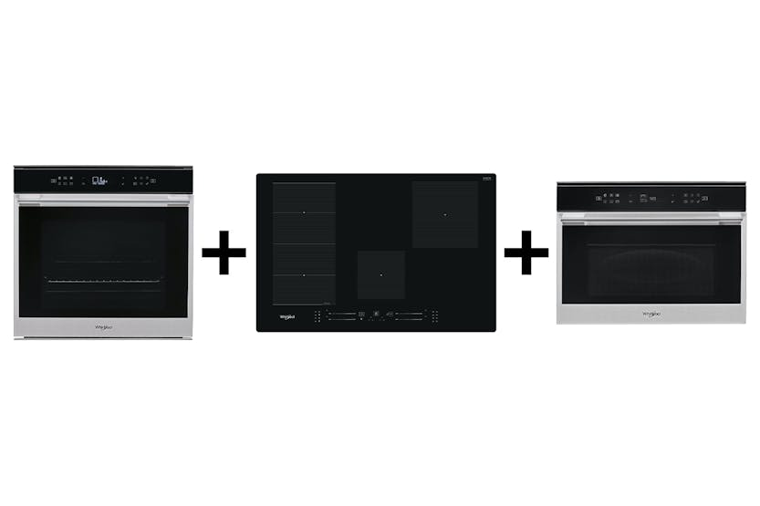 Whirlpool Built-in Electric Single Oven & 77cm Induction Glass-Ceramic Hob & 40L 900W Built-in Combination Microwave Bundle
