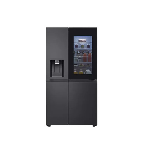 LG 628L InstaView™ Plumbed Side-By-Side Refrigerator – Essence Black Steel | GSXE90EVDD.AEVQLGU