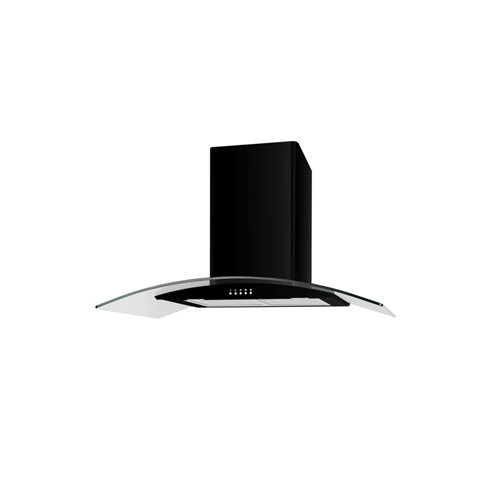 Cata 90cm Curved Glass Chimney Hood – Black