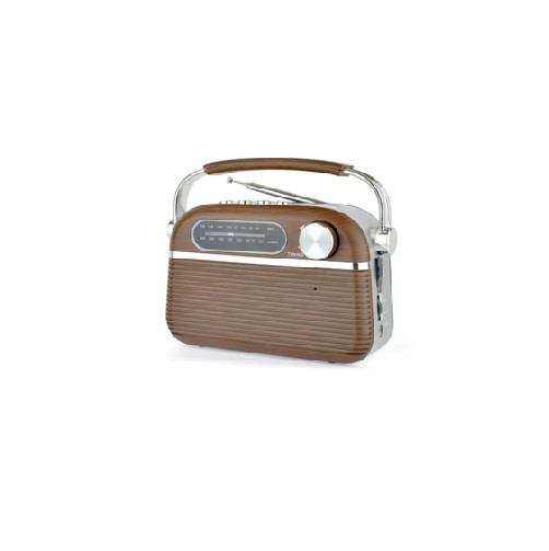 Lloytron N6403WD Vintage Rechargeable Portable Bluetooth AM FM Radio Wood Effect