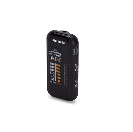 Aiwa R-22BK Micro Pocket radio with Stereo headphones