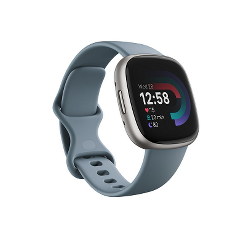 Fitbit Versa 4 Smartwatch | Waterfall Blue & Platinum