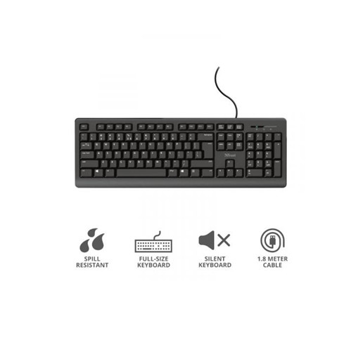 Trust Keyboard Wired keyboard – Black | 23893