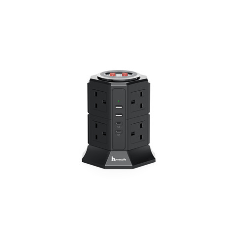 Homesafe USB & AC Power Tower – Black | TRE09B