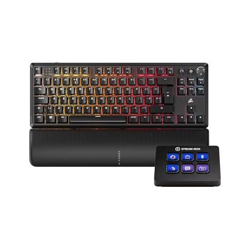 CORSAIR K70 CORE TKL WIRELESS + Elgato Stream Deck Mini Bundle - Mechanical Tenkeyless Gaming Keyboard with Studio Controller for Zoom, Teams, PowerPoint, MS Office etc, compatible with PC/Mac