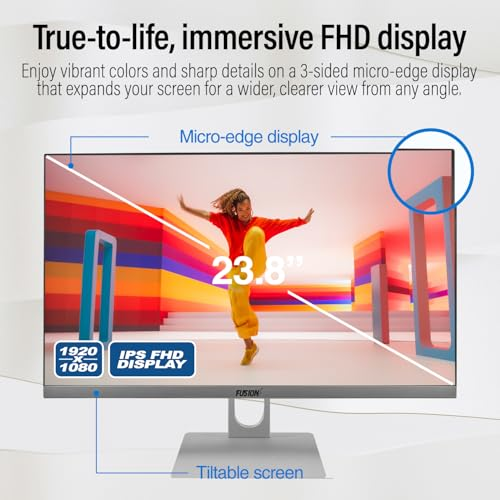 All-in-One Desktop PC 23.8" FHD IPS Display | Intel 15th Gen Quad-Core CPU | 16GB RAM, 512GB SSD | Windows 11 Home | 3MP Webcam | AC WiFi | Keyboard & Mouse Included