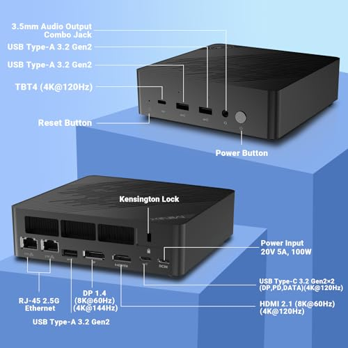MINIX EU512-AI Mini PC Intel Core Ultra 5 125H 16GB DDR5/512GB SSD 8K Quad Output/Thunderbolt 4/Whisper-Quiet Office Design/AI Boost NPU/Dual 2.5G/Wi-Fi 6E Windows 11 Pro Home & Business Computer