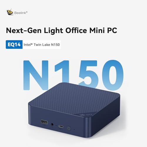 Beelink EQ14 Mini PC, Intel 12th Processor N150 (4C/4T, up to 3.6Ghz), 16GB DDR4 1TB SSD Mini Computer Windows 11 Home, Dual 2.5G LAN/25W TDP/WiFi 6/BT5.2/4K Dual Display