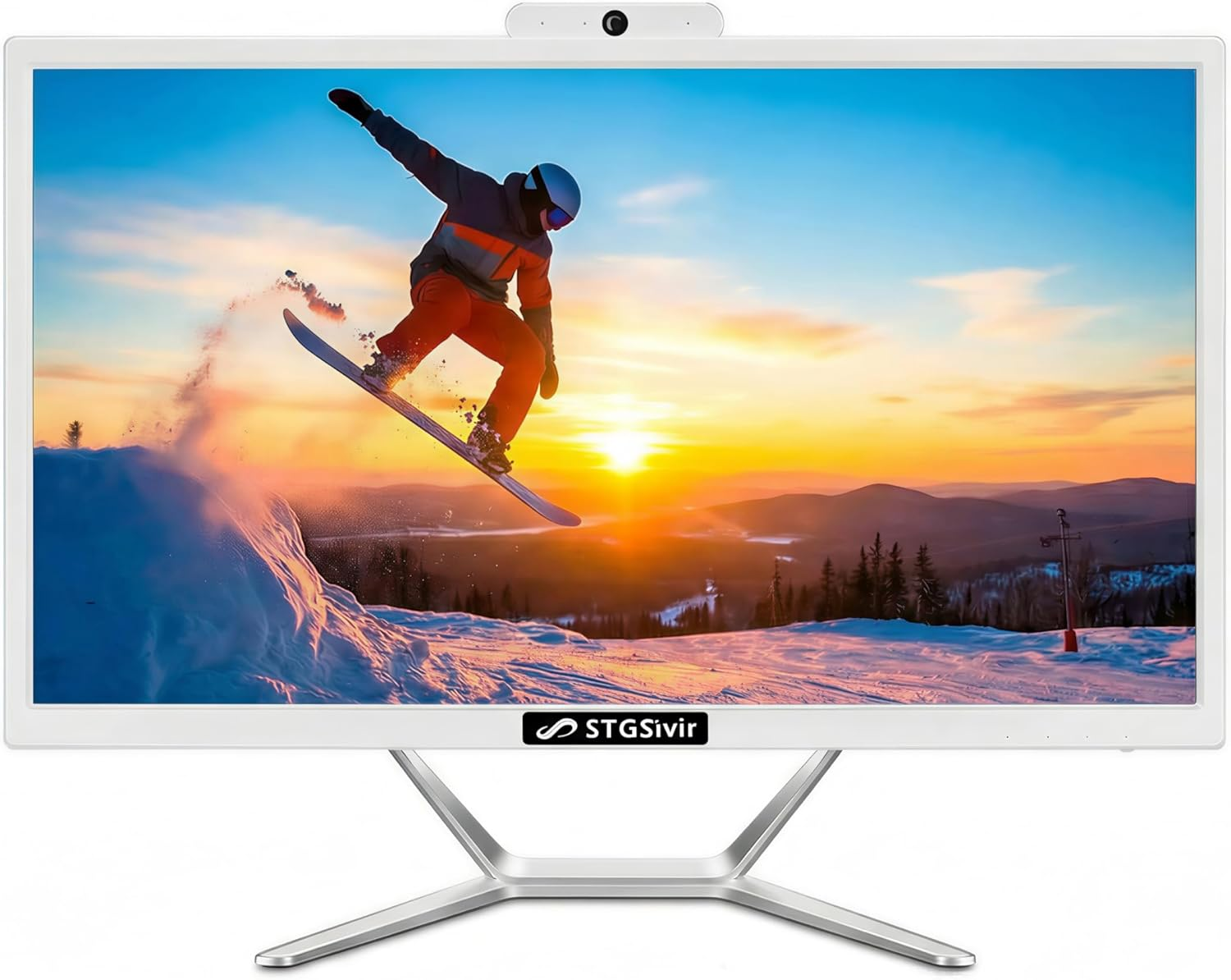 STGsivir All-in-one PC Desktop Computer, 24" FHD Display, Core i7 up to 4.0 GHz, RAM 16 Go, SSD 512 Go, WiFi, Bluetooth 5.0, Windows11P64, White, for Office & Entertainment
