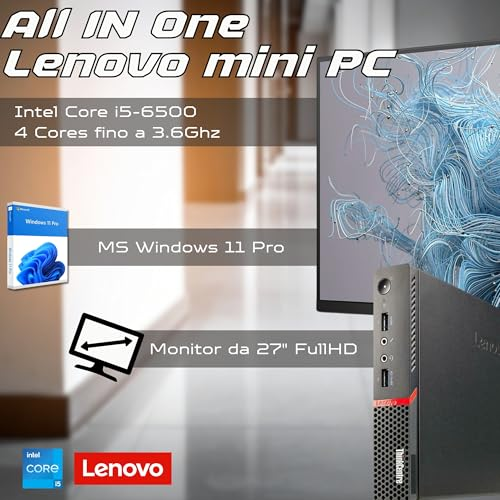 Workstation Complete with Monitor 27 Inch Full HD Intel Core i5 up to 3.10GHz 16GB RAM DDR4, SSD 256GB, Windows 11 Pro, Docking Station 10-in-1 - Ideal Solution for Office, Smart Working and Studio