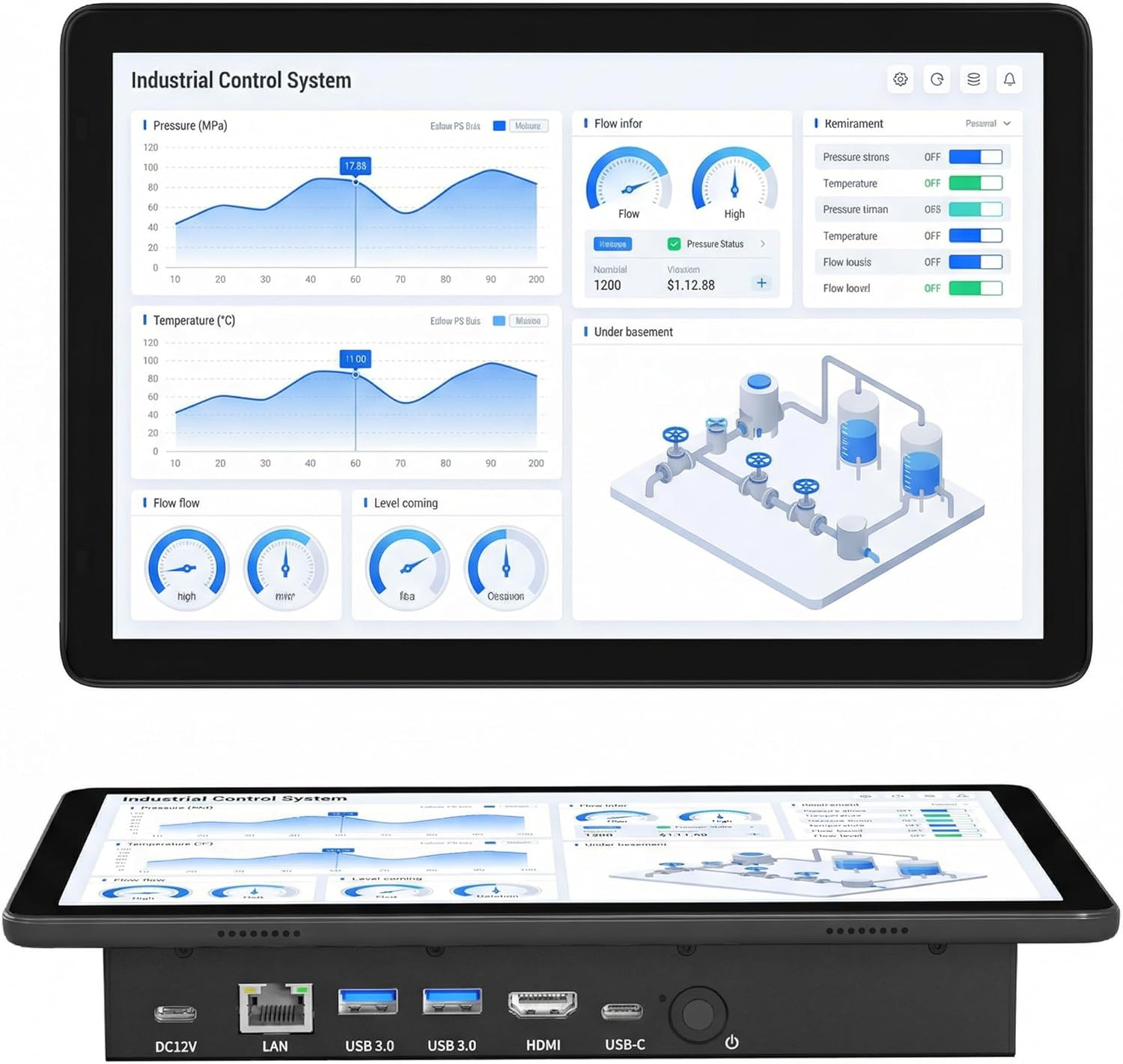Mini Desktop Computers-HEIGAOLAPC Mini PC with 11.6 Inch Touch Screen, PC-Mini-Laptop Win 11 N5095, 8GB RAM, 128GB eMMC, Dual Display 4K HDMI2.0 & Type-C3.1, 4xUSB3.0, 2xRS232, WiFi 5.0