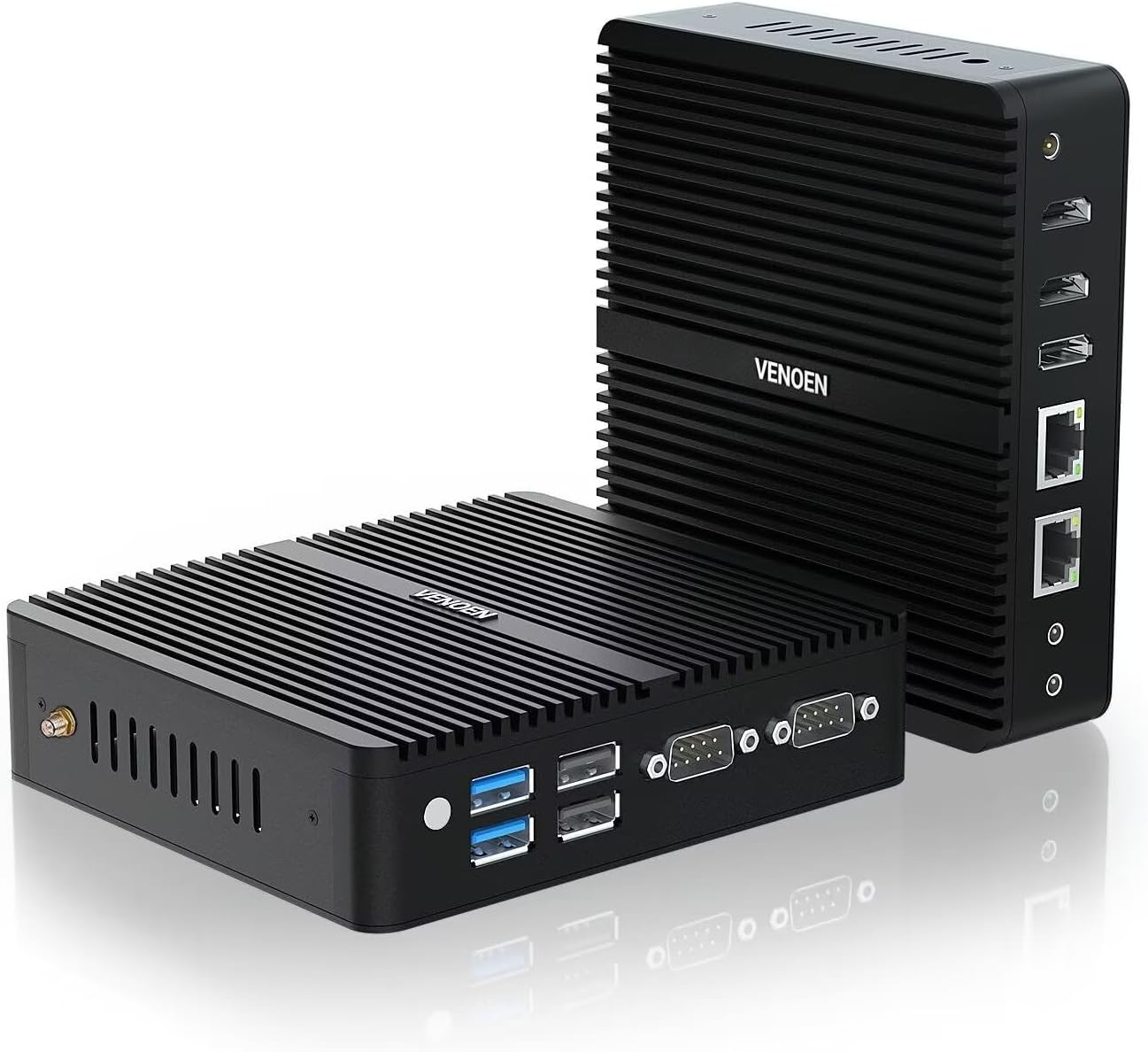 VENOEN Mini PC Fanless Mini Desktop with 12Th Gen N100 CPU, Small PC Support 4K Triple Display, 8G RAM 128GB M.2 SSD, 2xLAN, 2xRS232 COM, 2.4/5G WiFi, BT 4.0, Win11 Pro Industrial Mini PC
