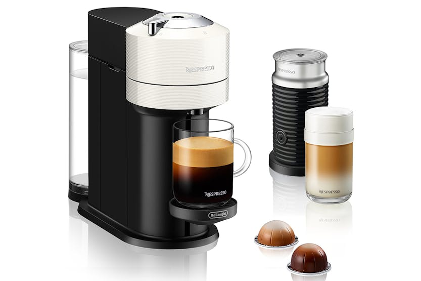 Nespresso Vertuo Next Coffee Machine  with Aeroccino Milk Frother by De'Longhi | ENV120.WAE | White