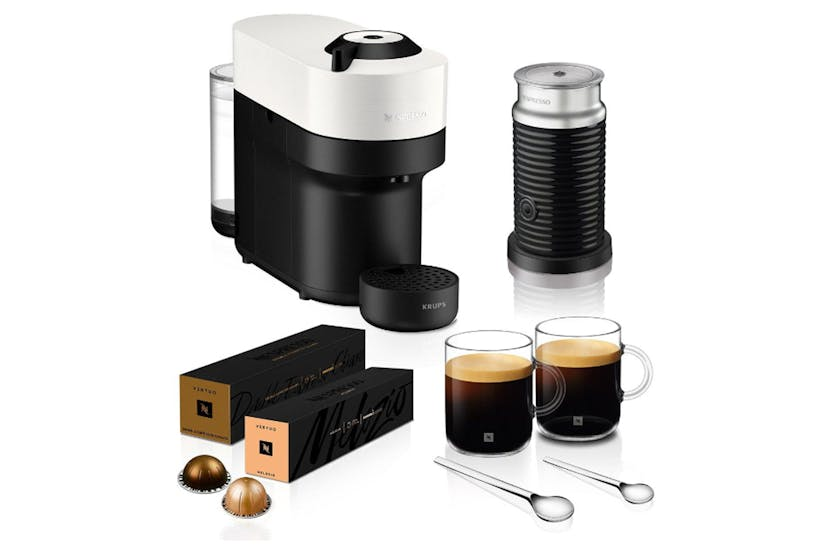Nespresso Vertuo Pop with Milk Frother, Coffee Capsules and Mugs, White, By Krups | XN920141