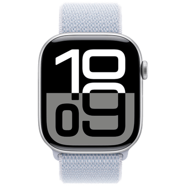 Apple Watch Series 10 46mm Silver (Light Blue Nylon Strap)