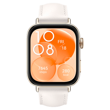 Huawei Watch Fit 3 Gold (White Leather Strap)