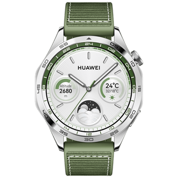 Huawei Watch GT 4 46mm Silver (Green Silicone  Strap)