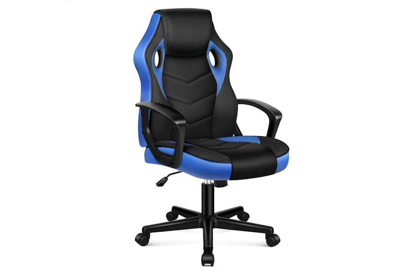 Elfordson Gaming Chair | Pu Leather & Mesh | Blue