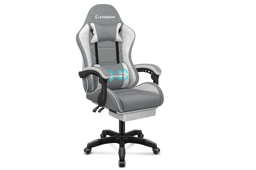 Elfordson Gaming Chair | High Back Pc Computer Game Chair | Fabric Linen | Light Grey