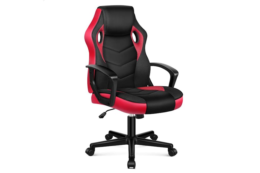 Elfordson Gaming Chair | Pu Leather & Mesh | Red