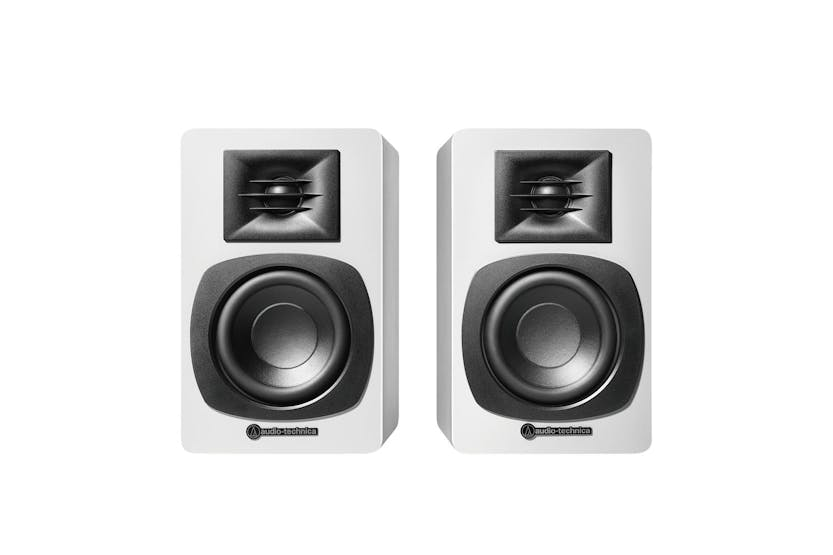 Audio Technica White Bt Speakers | Powered Bookshelf Speakers | Compact Size