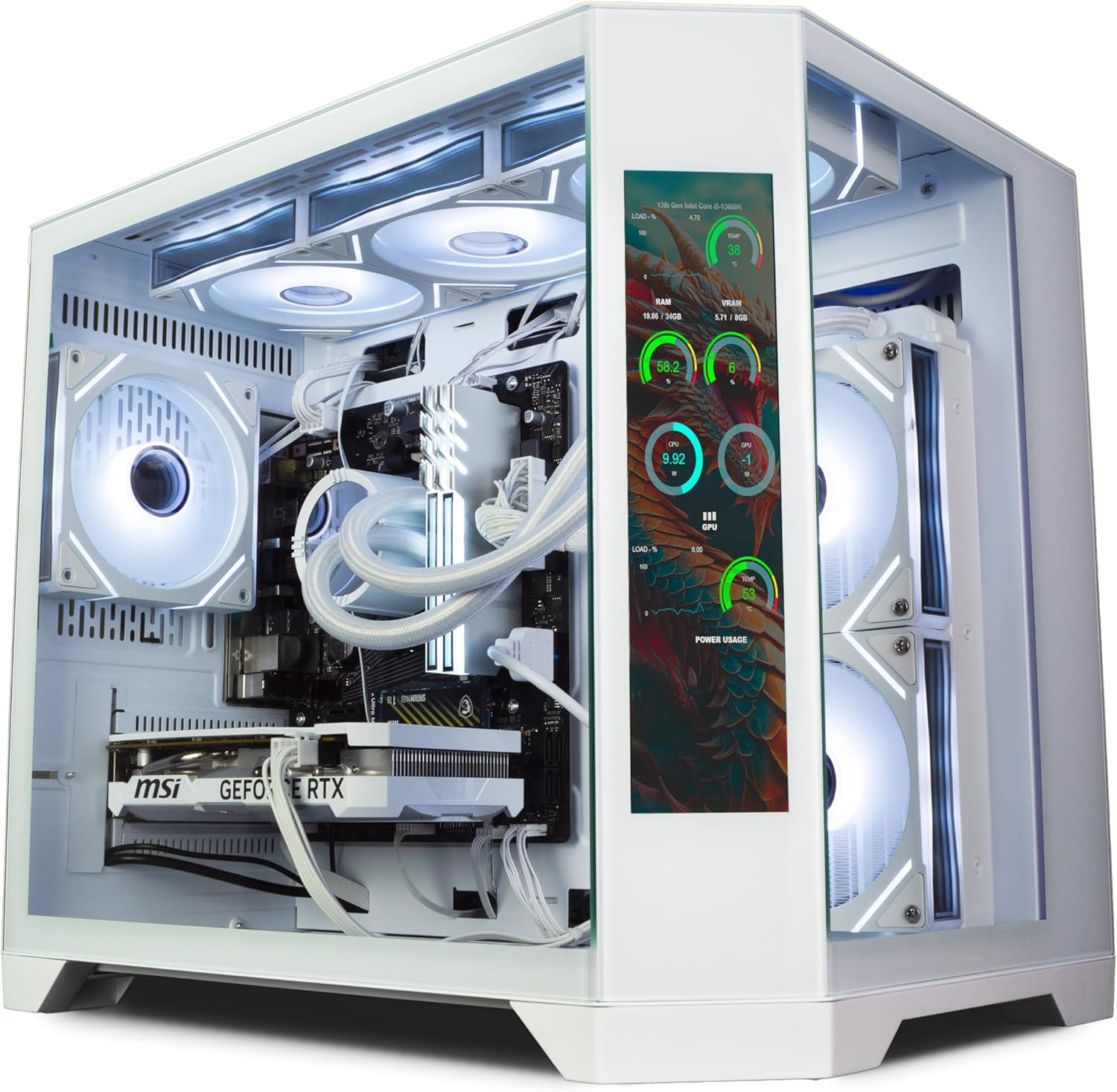 ionz Gaming PC - Desktop Computer, Ryzen 5 5600X, NVIDIA RTX 4060,16GB RAM 1TB SSD, 240mm AIO Liquid Cooling, Windows 11, 500W 80+ PSU, WiFi, (APEX VISION, White)