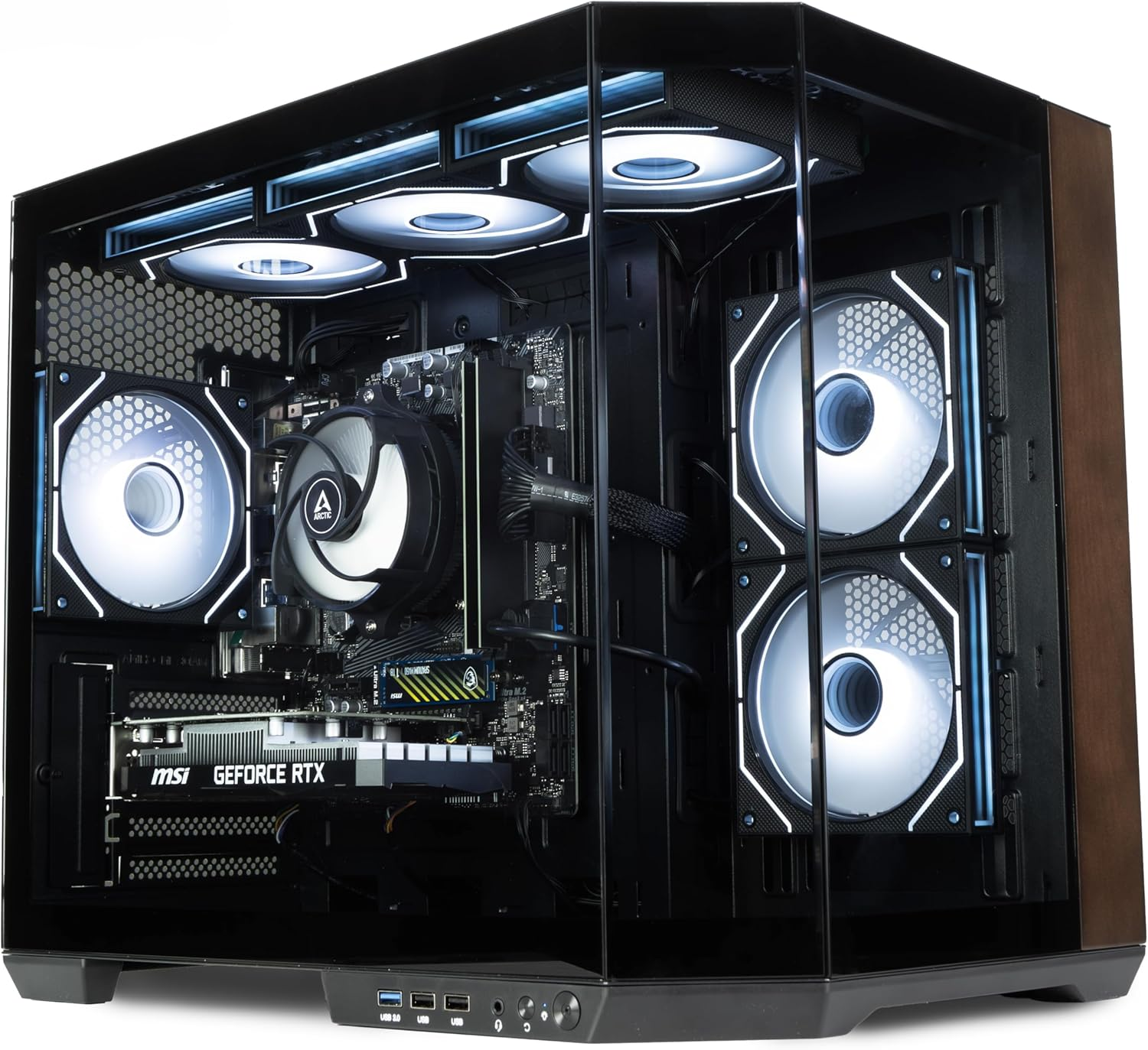 ionz Gaming PC - Ryzen 5 5500, Nvidia RTX 3050, 16GB RAM, 1TB NVMe SSD, Windows 11, 500W 80+ PSU, WiFi, Apex Ember Wood - Black