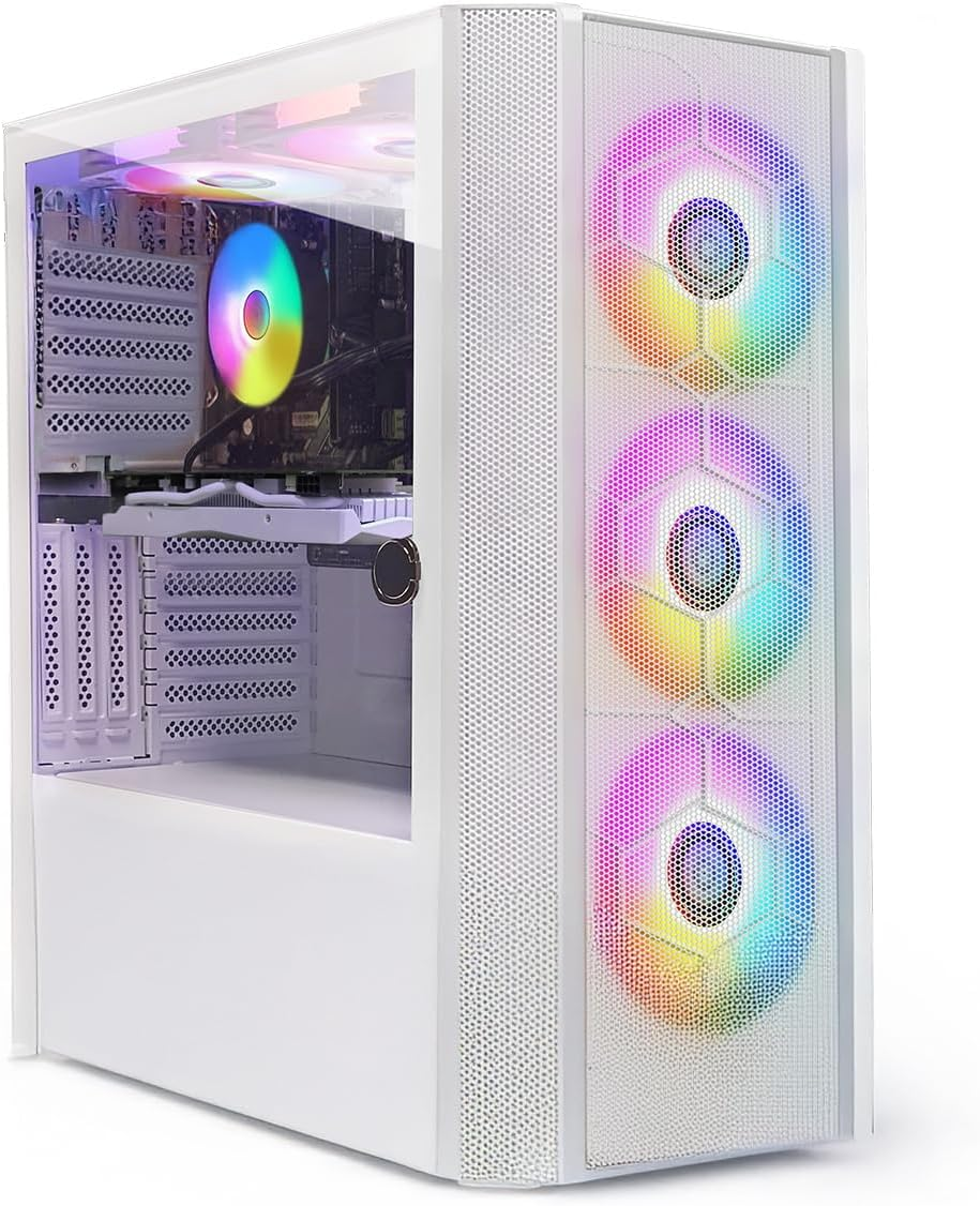 STGsivir Gaming PC White,Gaming Computer Desktop Tower,GeForce RTX 3060 12GB GDDR6,Core i7 8th up to 4.1 Ghz,32G DDR4,1T SSD,WIFI 6,BT 5.0,RGB Fan x3,Windows11 PRO