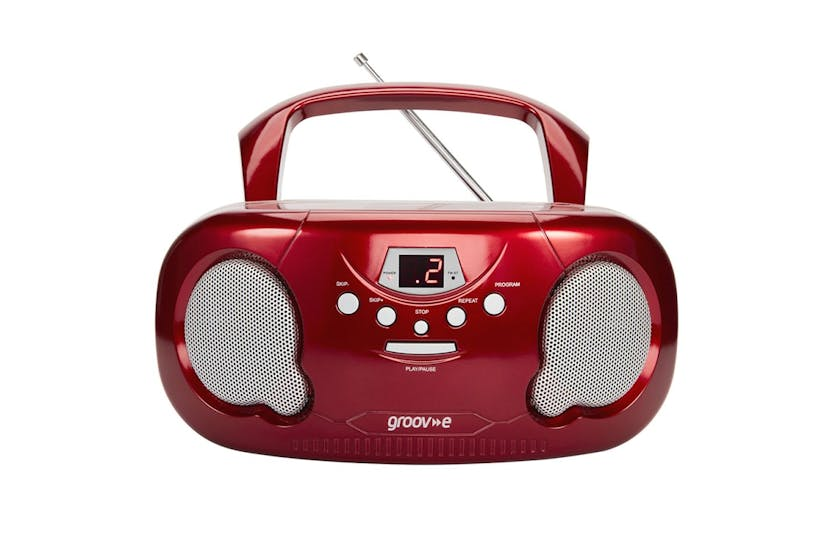 Groove Red Boombox Cd Player With Radio | Portable Cd Player