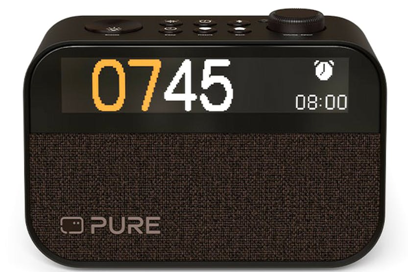 Pure Moment Charge Clock Radio with Wireless Charging | Brown/Black