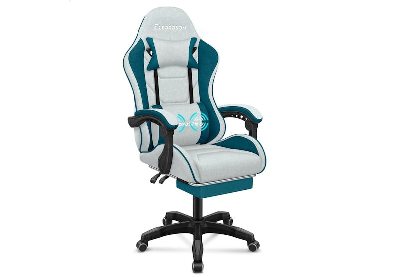 Elfordson 2-Point Massage Gaming Chair with Lumbar Cushion | Dark Teal