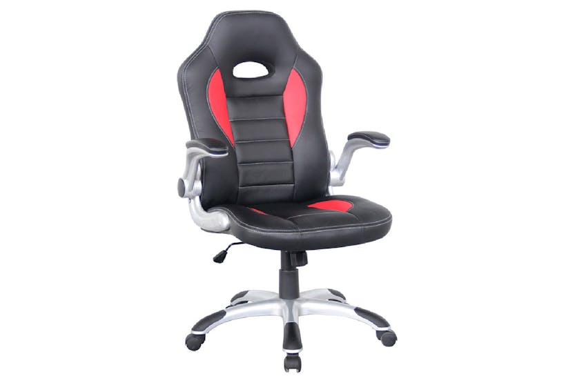 Dorel Talladega Faux Leather Racing Chair | Black/Red