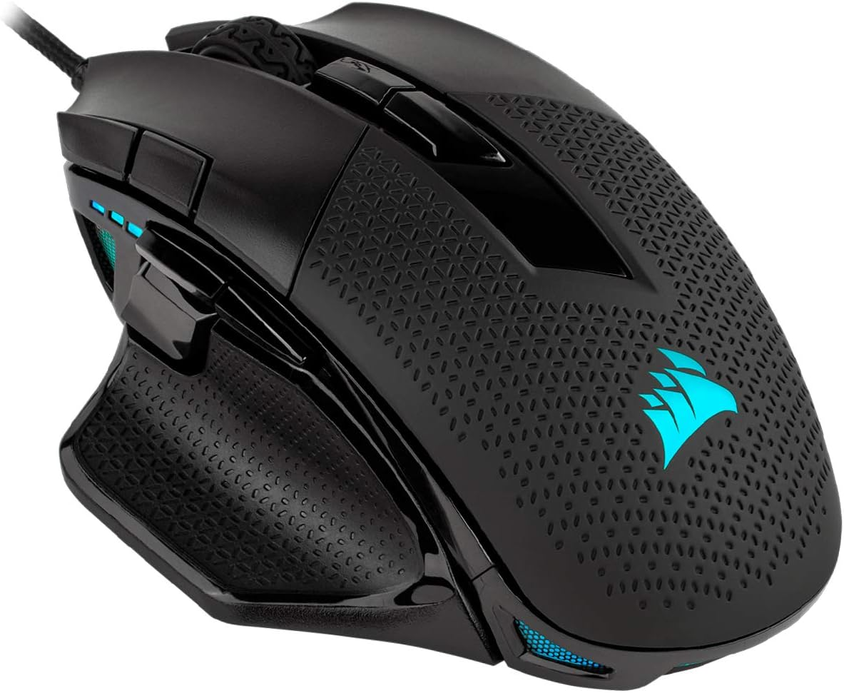 CORSAIR NIGHTSWORD RGB Wired Tunable FPS/MOBA Gaming Mouse – 18,000 DPI – 10 Programmable Buttons – Weight System – iCUE Compatible – PC, Mac, PS5, PS4, Xbox – Black
