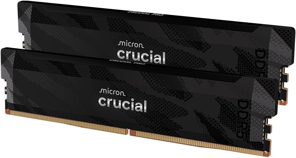 Crucial Pro DDR5 RAM 32GB Kit (2x16GB) 6400MHz CL32, Overclocking Deskop Computer Gaming Memory, Intel XMP 3.0 / AMD EXPO, Black - CP2K16G64C32U5B