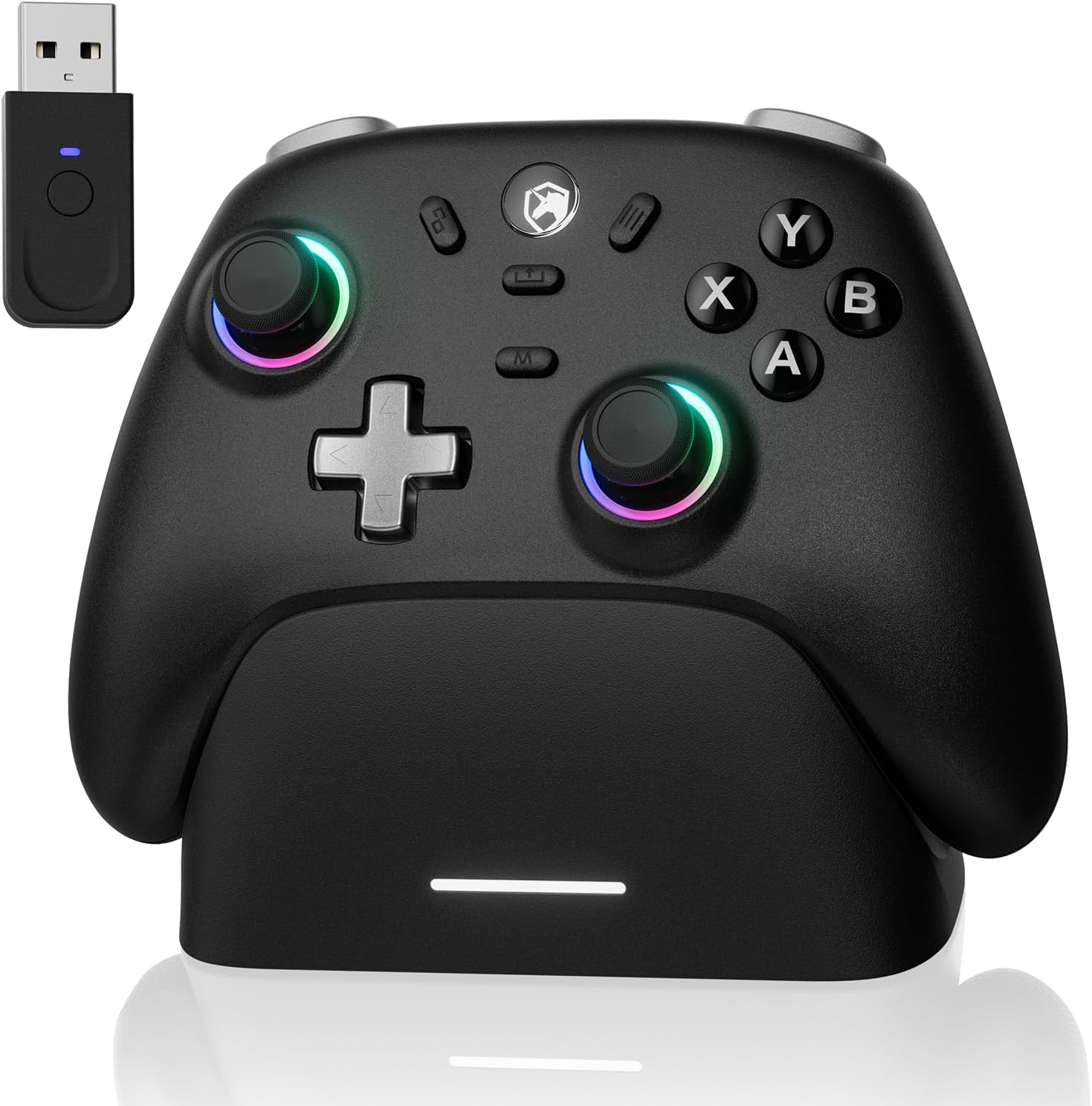 ECHTPower PC Gaming Controller–Wireless for PC with Hall-Effect Joysticks, 1000Hz Polling Rate, No Drift, Turbo & Vibration, Compatible with Windows/Switch/iOS/Android/Steam –Place & Charge Dock