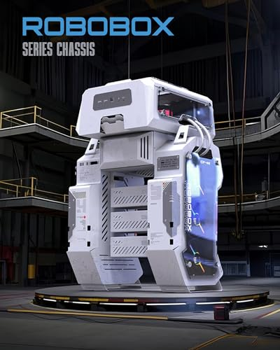 ALSEYE ROBOBOX Gaming PC Case - Dual 360mm Radiator Support, Acrylic Open Frame, Unique Space Theme, Micro ATX/ITX Mid Tower Computer Case