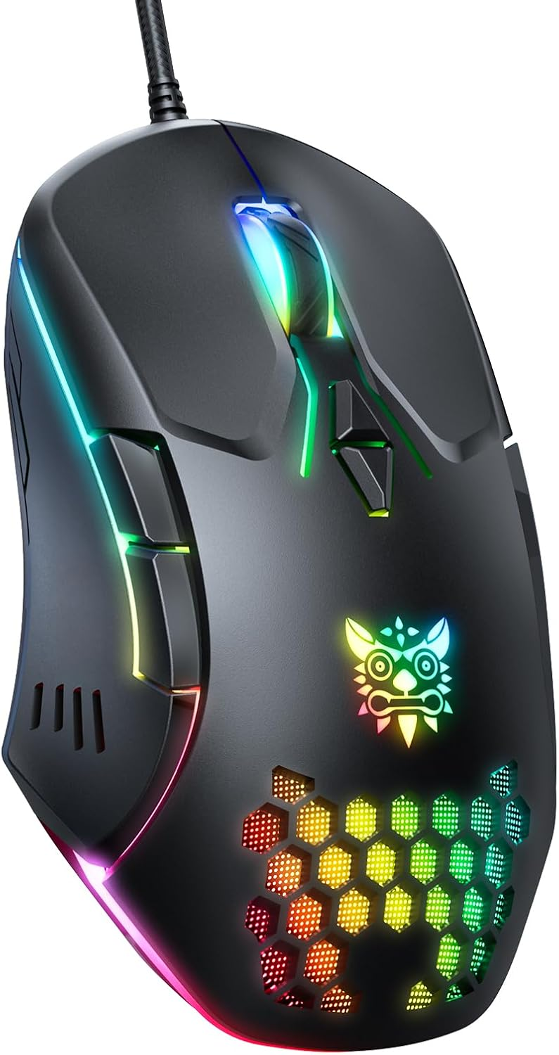 Wired PC Gaming Mouse: High Precision Sensor,RGB Backlit, Adjustable DPI, 7 Buttons Programmable,Ergonomic mice for Office & Gaming on Windows/Mac/Linux/Chrome