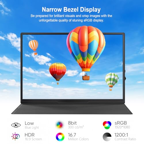 10.5" Portable USB-C Laptop Monitor - 1920x1280P FHD IPS Screen, HDMI, External Monitor for Laptop, PC, Mac, Phone, PS, Gaming, Ultra-Thin Zero Frame with Premium Smart Cover