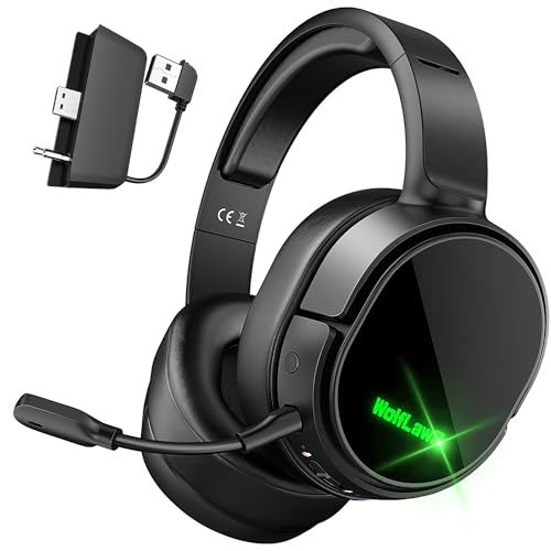 WolfLawS Wireless Gaming Headset for Xbox Series X|S, Xbox One, PS5, PS4, Nintendo Switch, PC, Mac,Bluetooth Over Ear Gaming Headphones with Detachable Noise Canceling Microphone Headphones