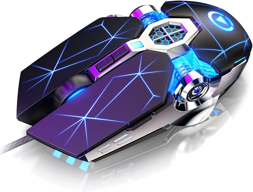 EastyGold Gaming Mouse Wired Game Mice USB Silent Optical Mouse 3200DPI RGB Colorful Gradient Backlit 6 Buttons for Desktop Laptop Computer Gamer PC Windows Mac