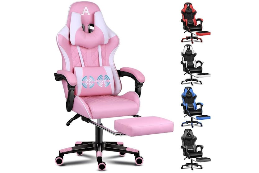 Alfordson Gaming Chair | High-back Faux Leather | Pink