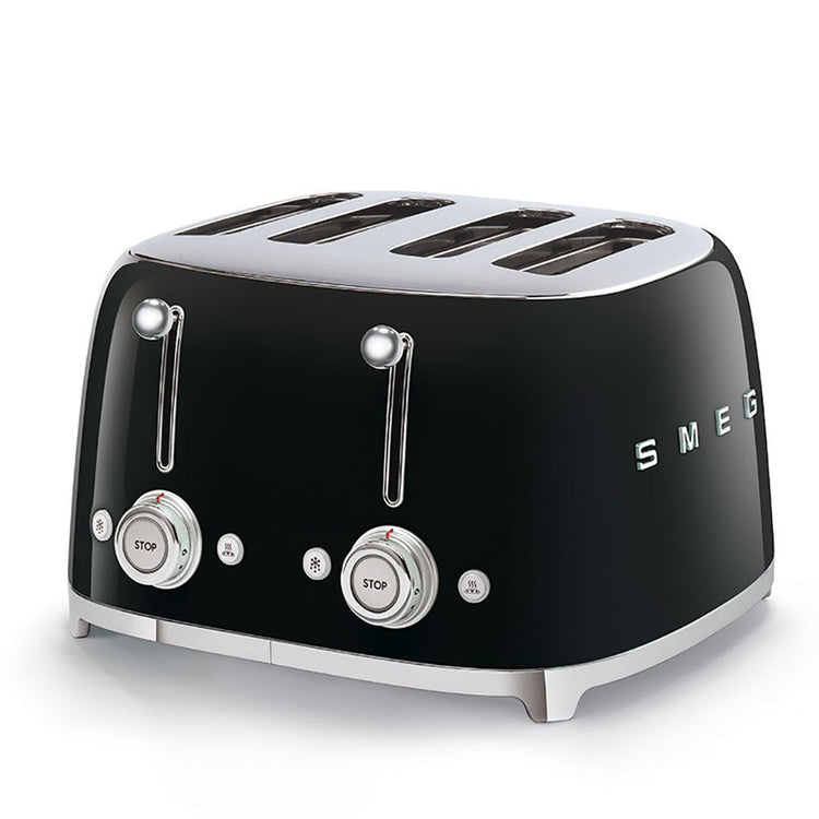 Smeg 50's Retro Style 4 Slice Black Toaster | TSF03BLUK