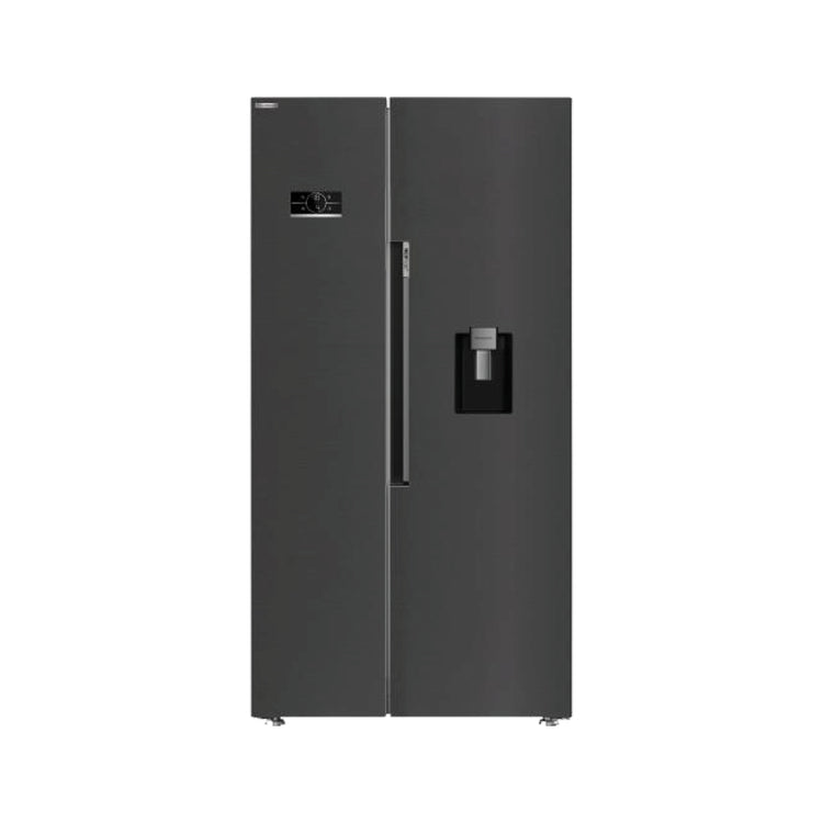 Beko Freestanding American Style Fridge Freezer with HarvestFresh™ Black Steel| ASD2442VPZ