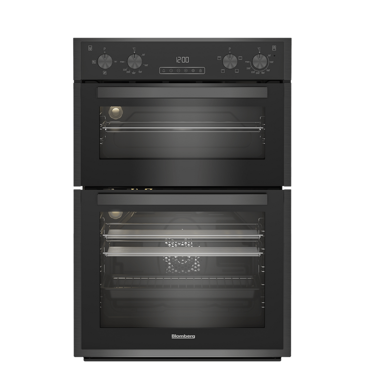 Blomberg 90cm Built-in Fan Double Oven Dark Steel | RODN9202DX